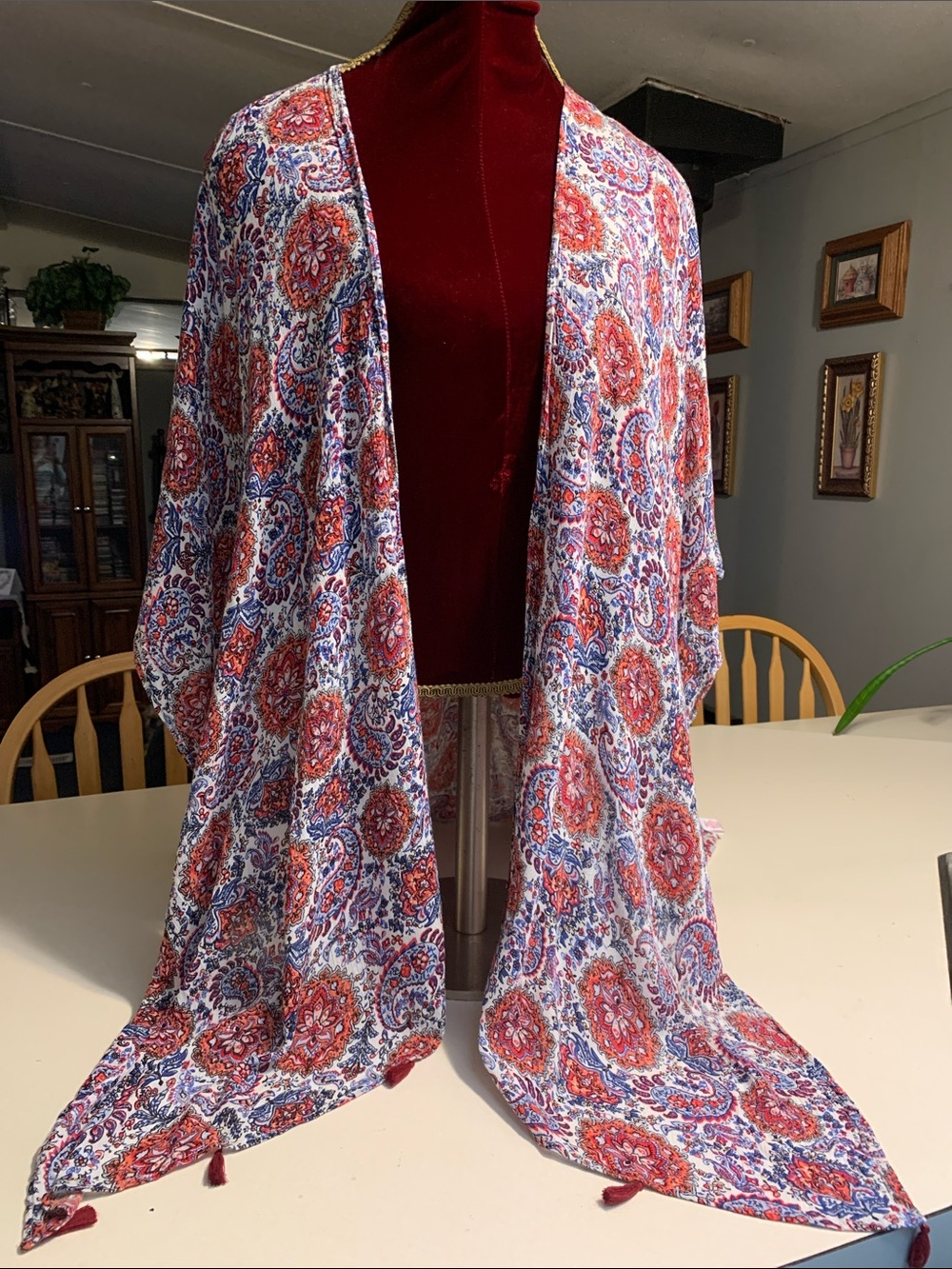 Pinky Boho  Red and Blue Paisley kimono